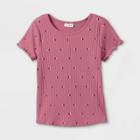 Girls' Rib-knit Printed Short Sleeve Top - Cat & Jack Purple
