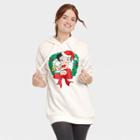 Women's Betty Boop Holiday Long Sleeve Hooded Graphic Sweatshirt Dress - Off-white
