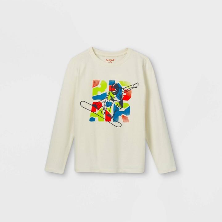 Boys' Snowboarder Graphic Long Sleeve T-shirt - Cat & Jack Cream