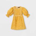 Toddler Girls' Floral 3/4 Sleeve Dress - Art Class Gold