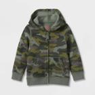 Toddler Adaptive Fleece Zip-up Camo Hoodie - Cat & Jack Olive Green