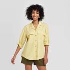 Women's Long Sleeve Button-down Utility Top - A New Day Lemon Xs, Women's, Yellow