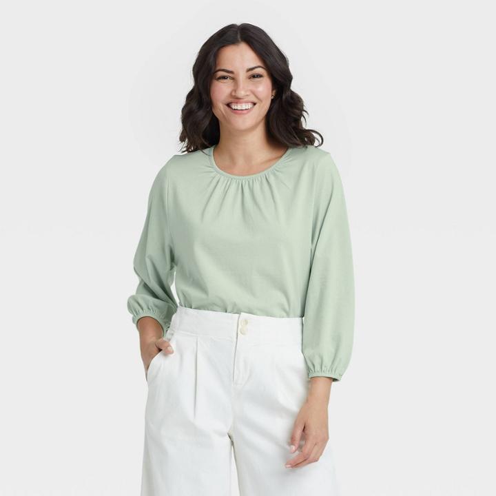 Women's Bishop Long Sleeve T-shirt - A New Day