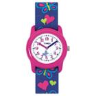Kid's Timex Watch With Butterflies And Hearts Strap - Pink/blue T89001xy, Girl's,