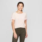 Women's Short Tie Sleeve T-shirt - A New Day Pink