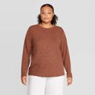 Women's Plus Size Long Sleeve Crewneck T-shirt - Prologue Brown 2x, Women's,