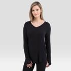 Wander By Hottotties Women's Lightweight Ribbed Thermal V-neck Top - Black