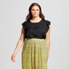 Women's Plus Size Ruffle Sleeve Top - Who What Wear Black X