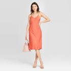 Women's Satin Slip Dress - A New Day Coral Xs, Women's, Pink
