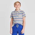 Petiteboys' Short Sleeve Striped Knit Polo Shirt - Cat & Jack Gray/orange