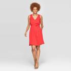 Women's Sleeveless V-neck Crepe Dress - A New Day Red