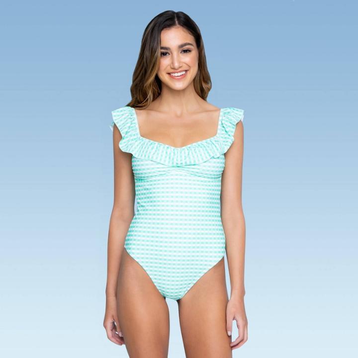 Women's Ruffle Off The Shoulder One Piece Swimsuit - Sugar Coast By Lolli Mint Green S, Women's,