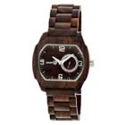 Earth Wood Goods Men's Earth Scaly Wood Bracelet Watch With Date Subdial-brown, Brown