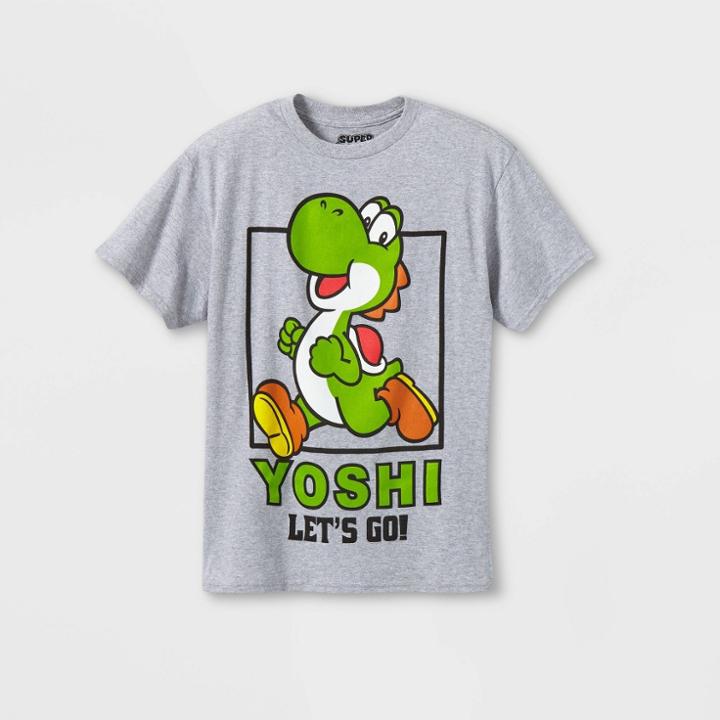 Boys' Nintendo Yoshi Short Sleeve Graphic T-shirt - Heathered Gray