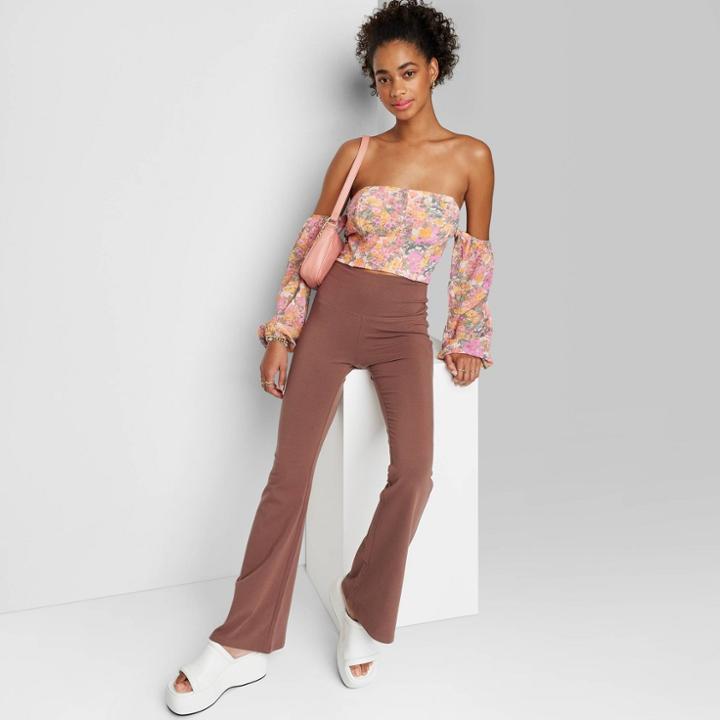Women's High-waisted Flare Leggings - Wild Fable Brown Xxs
