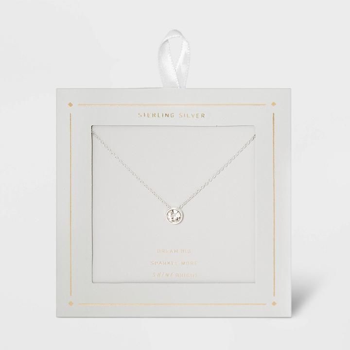 Distributed By Target Sterling Silver Bezel Set Cubic Zirconia Necklace -