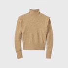 Women's Mock Turtleneck Tuck Shoulder Pullover Sweater - Prologue Tan