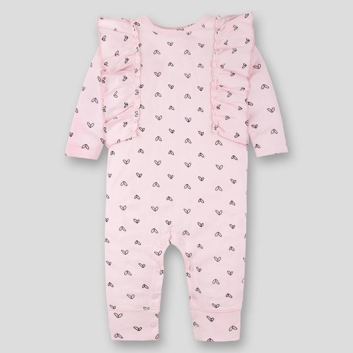 Lamaze Baby Girls' Organic Cotton Heart Romper - Pink Newborn