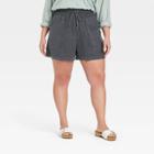 Women's Plus Size Mid-rise Tie Waist Utility Shorts - Universal Thread Black