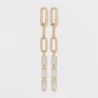 Links And Baguette Stone Drop Earrings - A New Day Gold