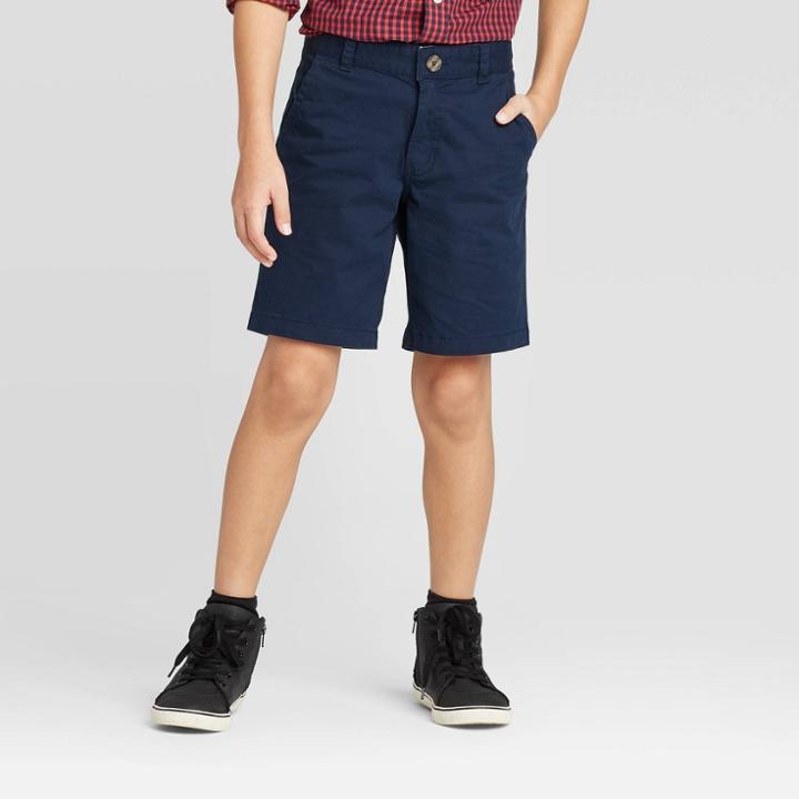 Boys' Stretch Flat Front Chino Shorts - Cat & Jack Blue