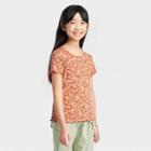 Girls' Henley T-shirt - Art Class Orange Floral