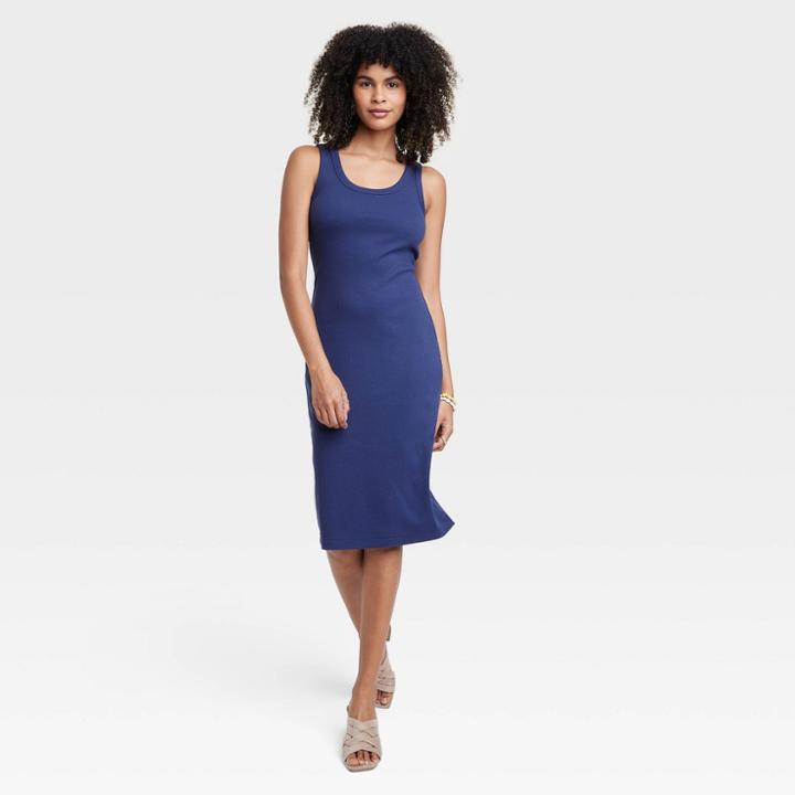 Women's Ribbed Tank Dress - Universal Thread Blue