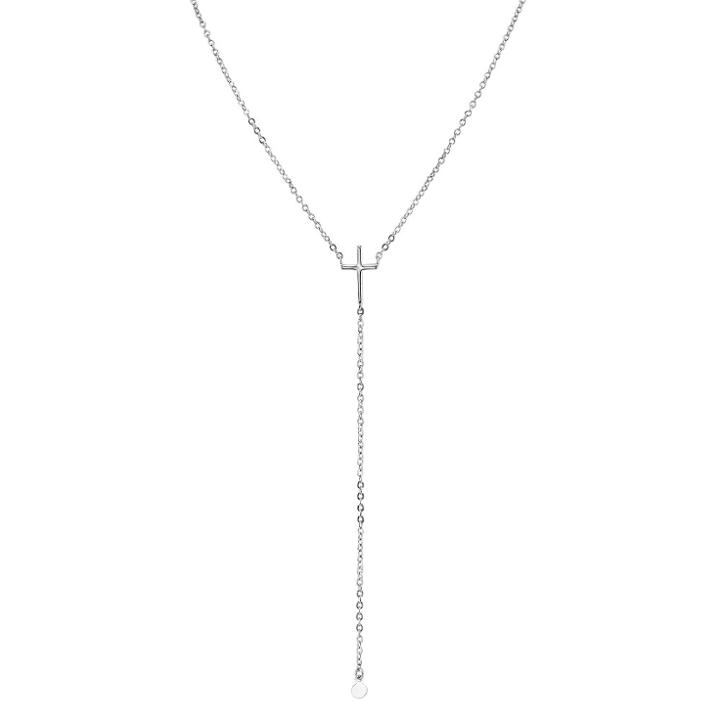 Distributed By Target Women's Cross Y-necklace In Silver Plated -