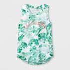 Target Grayson Social Girls' 'california' Leaf Print Tank Top - White/green