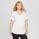 Maternity Plus Size Short Sleeve V-neck T-shirt - Isabel Maternity By Ingrid & Isabel White