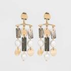 Pearl And Shell Dangle Drop Earrings - A New Day , Women's, Black
