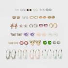 Gold And Rhodium Plate With Stone Multi Earring Set 30pc - Wild Fable