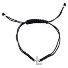 Target Silver Plated Crystal Wrap Bracelet With Initial L - Black Nylon Cord, Girl's,