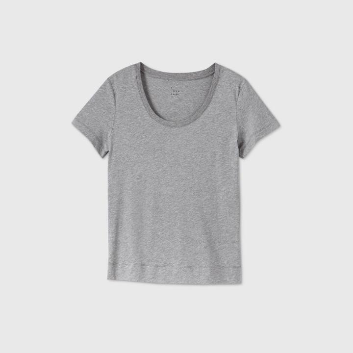 Women's Short Sleeve Scoop Neck T-shirt - A New Day Heather Gray