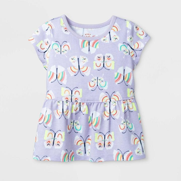 Petitebaby Girls' Short Sleeve Butterfly Top - Cat & Jack Purple Newborn, Girl's
