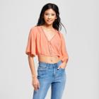 Women's Crop Top - Needlework Coral