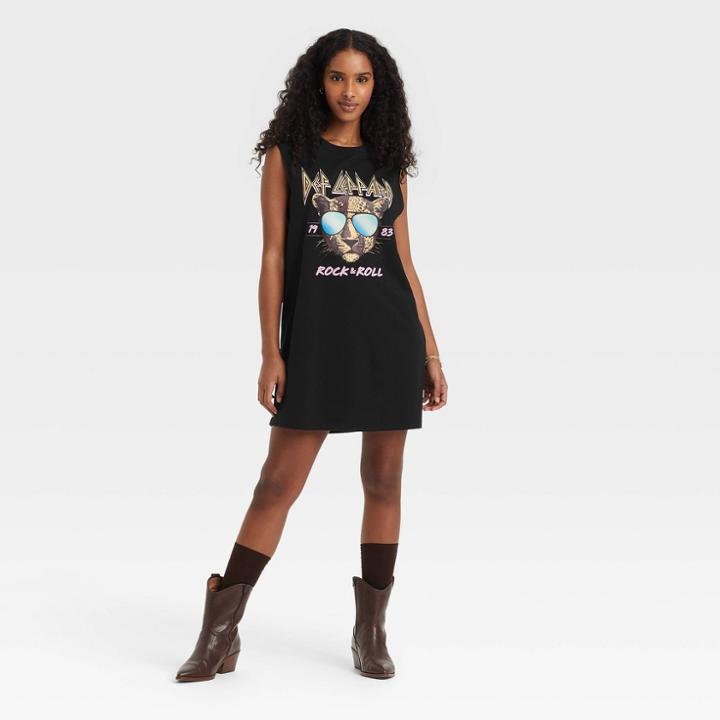 Women's Def Leppard Graphic Tank Dress - Black