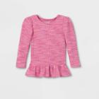 Toddler Girls' Textured Cozy Waffle Long Sleeve T-shirt - Cat & Jack Pink