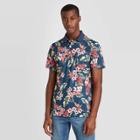 Men's Floral Print Standard Fit Short Sleeve Polo T-shirt - Goodfellow & Co Dark Blue