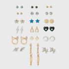 Star With Cat And Unicorn Icons Multi Earring Set 18ct - Wild Fable,