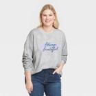 Zoe+liv Women's Plus Size Always Grateful Graphic Sweatshirt - Gray