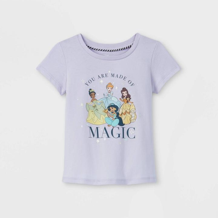 Toddler Girls' Disney Princess Magic Short Sleeve Graphic T-shirt - Purple