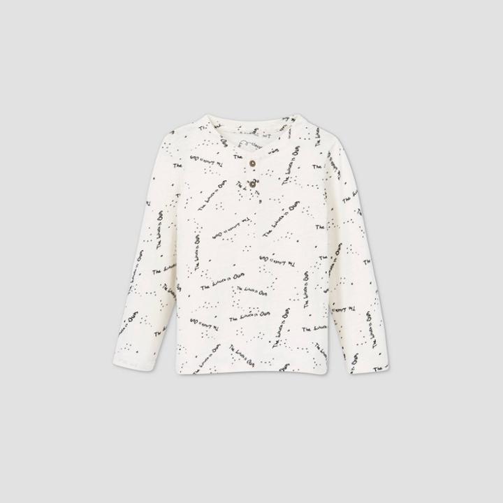Toddler Boys' 'the Future Is Ours' Printed Long Sleeve Henley T-shirt - Art Class Cream