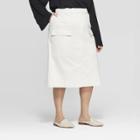 Women's Plus Size Midi Utility Skirt - Prologue White