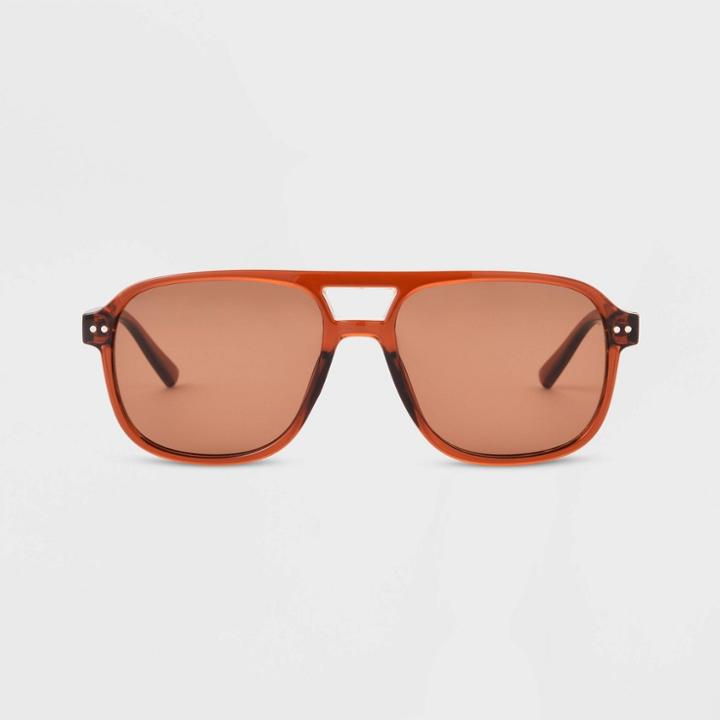 Women's Plastic Aviator Sunglasses - Universal Thread Brown