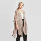 Women's Light Weight Open Knit Ruana - A New Day Brown One Size, Women's