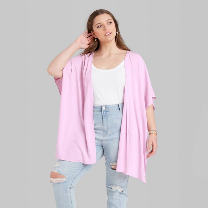Women's Plus High-low Ruana Kimono Jacket - Wild Fable Purple