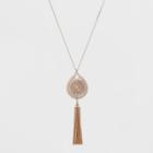 Target Tassel & Filigree Cut Out Long Necklace - A New Day Rose Gold/clear