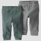 Baby 2pk Organic Cotton Waffle Pants - Little Planet By Carter's Gray/sage Green