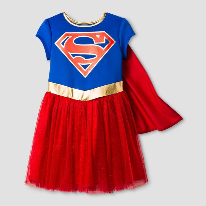 Dc Comics Girls' Supergirl Costume Dress - Blue/red